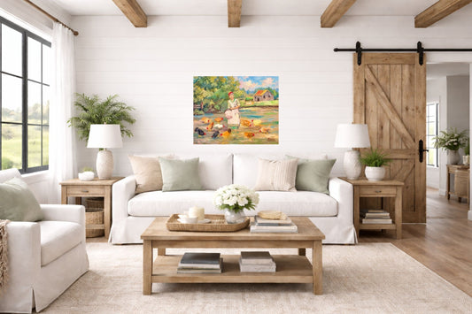 Feeding the Chickens-Animal-Giclee Prints, Canvas, Wood, or Metal Art