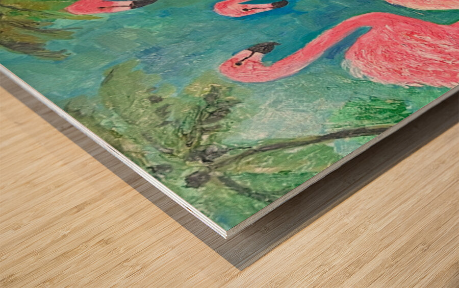 Pink Flamingo Paradise|Tropical Birds| Giclee Paper- Wood- Metal- Canvas