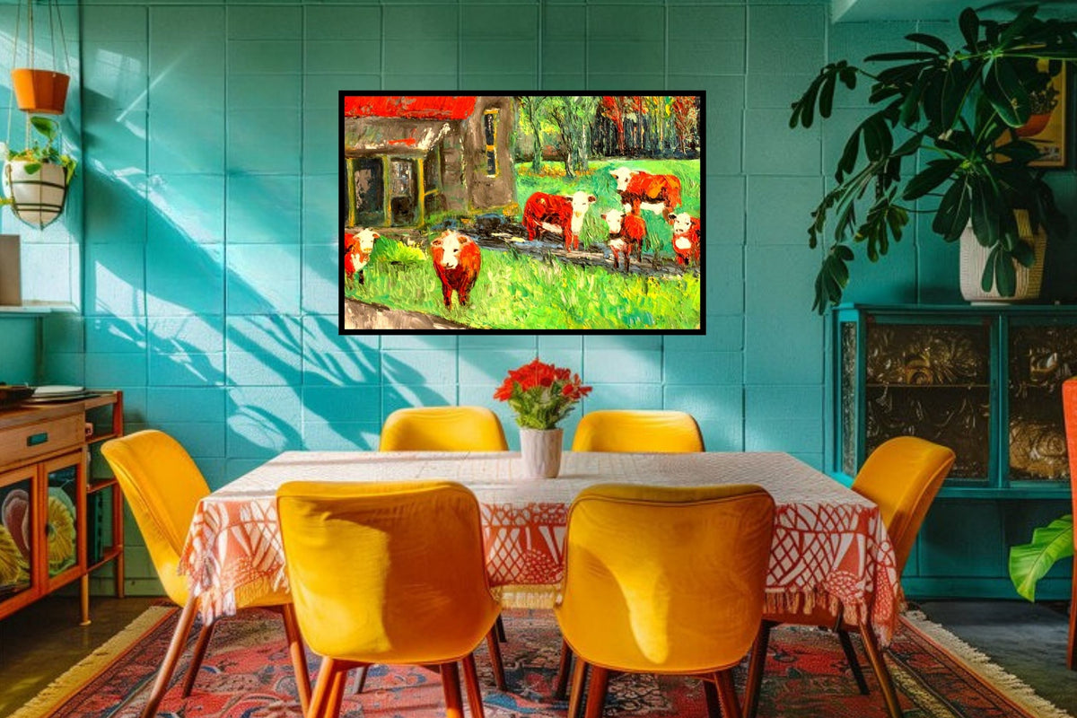 Cows In the Puddles- Giclee Paper- Wood- Metal- Canvas