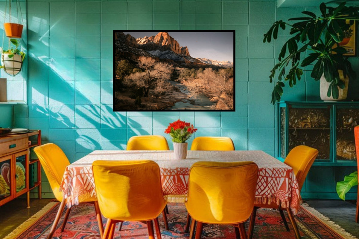 Last Light in Utah | Impressionist Mountain & River Landscape | Giclée Paper • Wood • Metal • Canvas