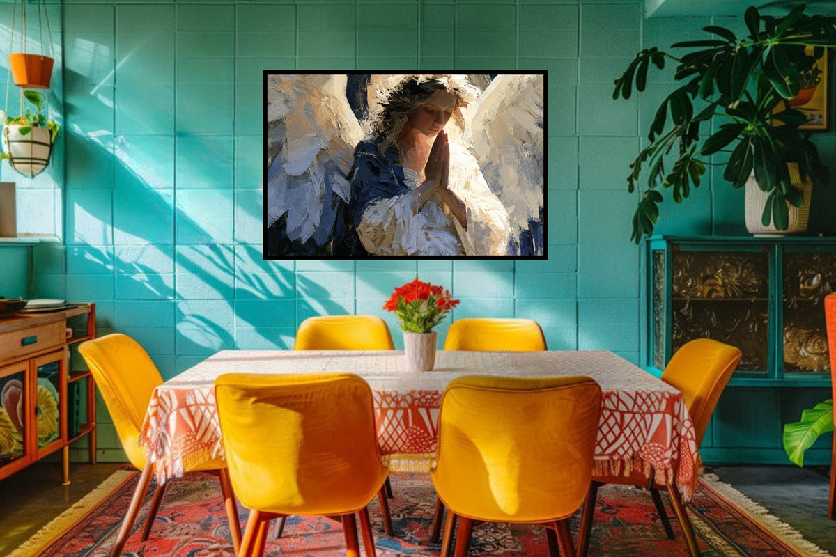 The Prayer Of An Angel | Praying Angel Art | Christian Wall Decor | Inspirational Faith Art
