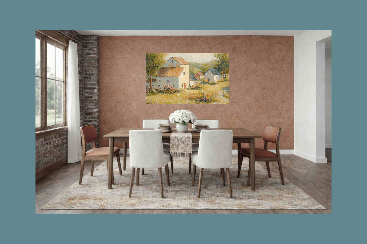 Tuscan Village Farmhouse |Impressionist Print| Italian Country| European Farmhouse Art| Giclée on Canvas, Wood, Metal & Fine Art Paper