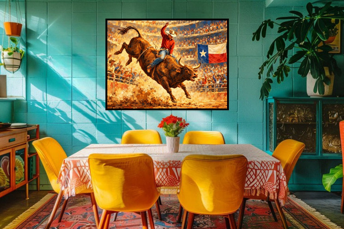 Bull Riding Rodeo Houston| Prints, Canvas, Wood, or Metal Art