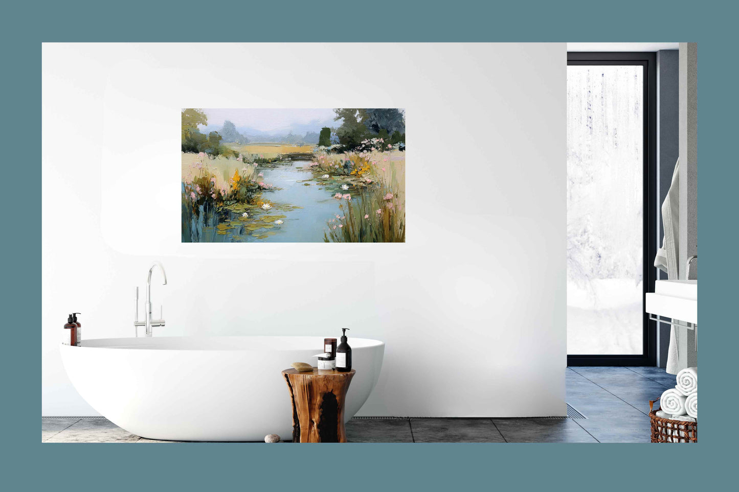 The Lily Pond – Impressionist Water Garden Painting, Lily Pad Pond Wall Art, , Giclee Paper- Wood- Metal- Canvas