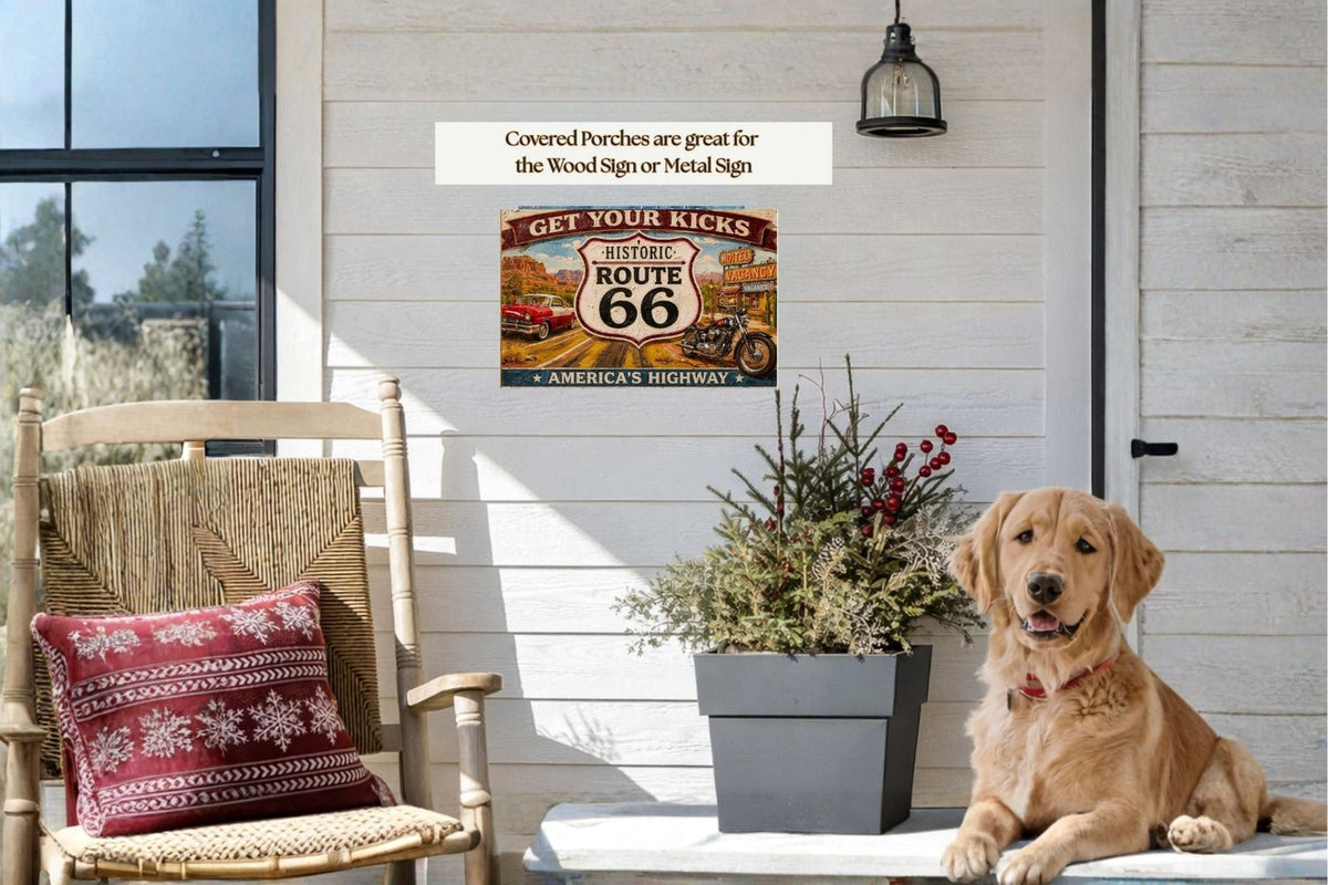 Historical Route 66 Vintage Sign| Prints, Canvas, Wood, or Metal Art