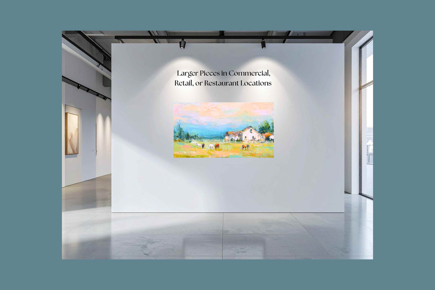 Spring Morning Stables – Pastel Impressionist Horse Farm Print, Equestrian Wall Art, Giclée on Canvas, Wood, Metal & Fine Art Paper