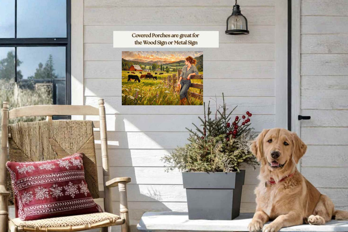 Where The Cattle Graze | Modern Farm Wife & Cattle Art | Giclee Paper • Canvas • Wood • Metal