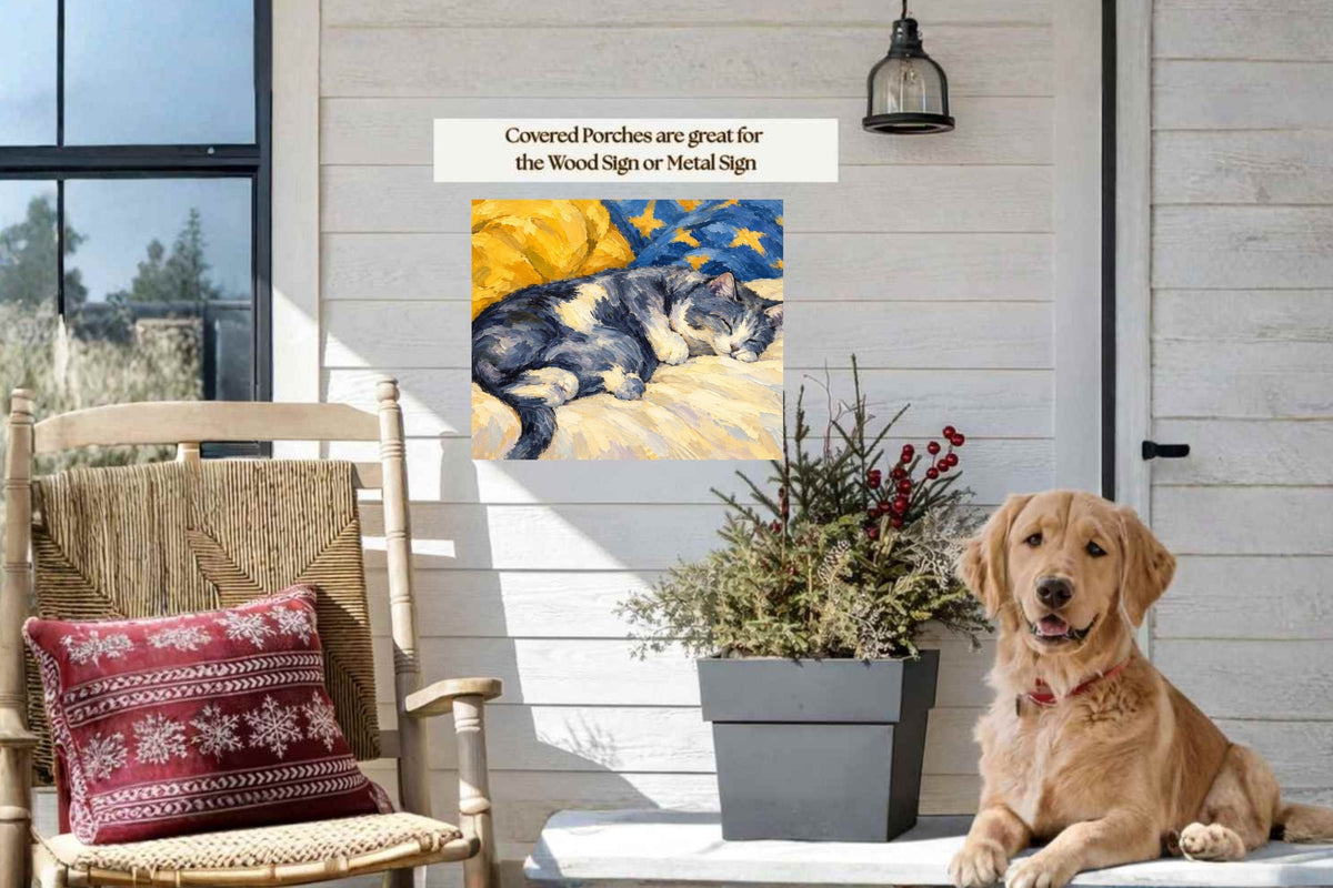 Catnapping Sleeping Cat Art | Impressionist Cat Print | Canvas, Giclee Paper, Wood or Metal
