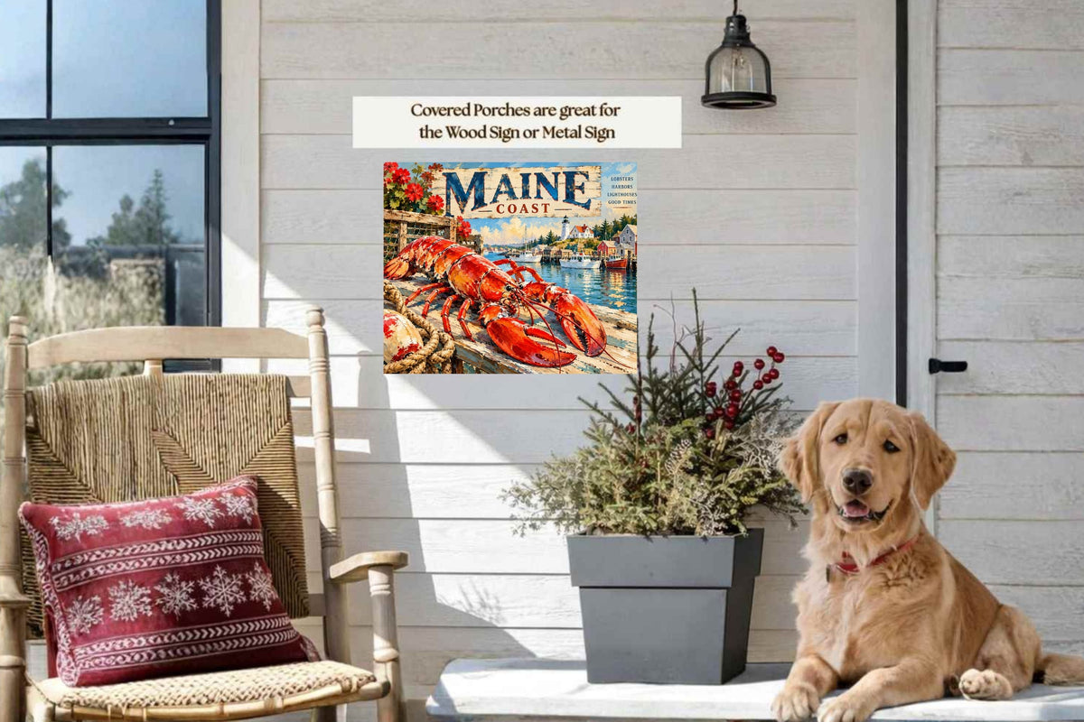 Maine Coast Lobster Vintage Coastal Travel Po