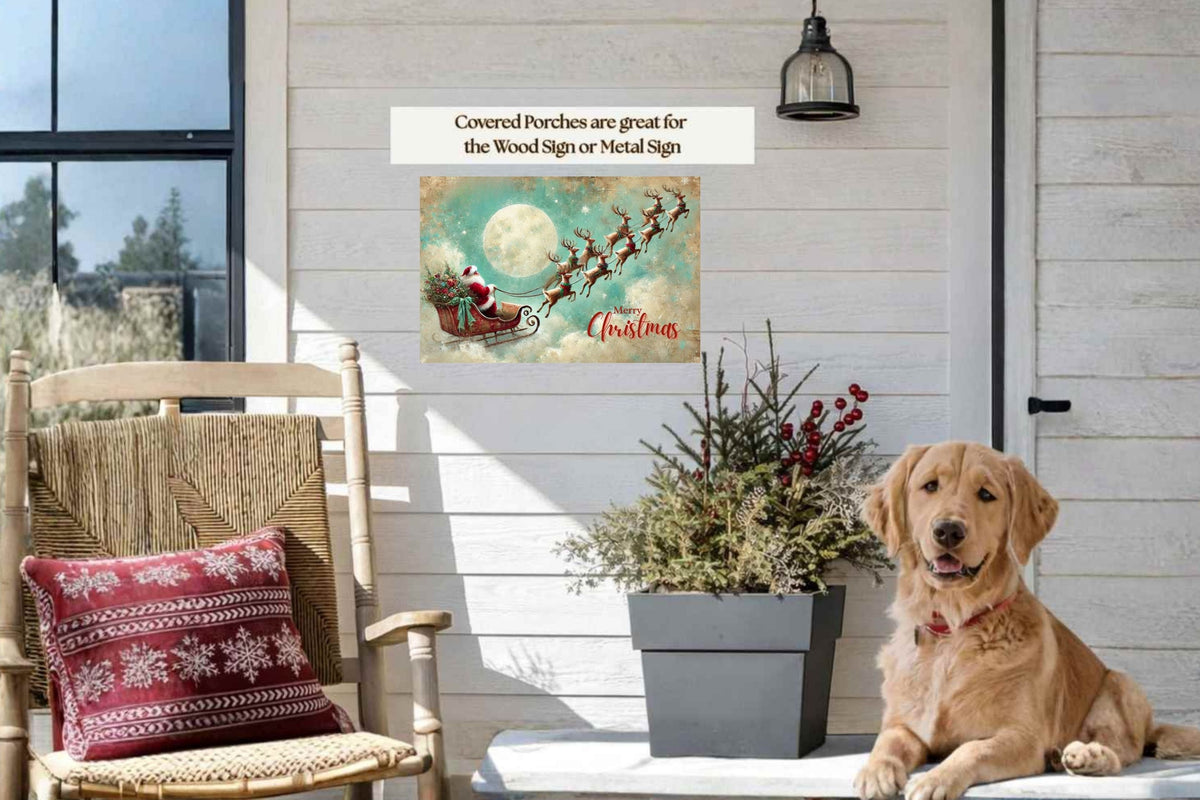 Merry Christmas to All| Santa in his Sleigh Holiday art| Prints and Canvas-Giclee Paper- Wood- Metal