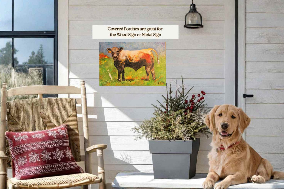 White Egret and the Bull|Cattle Farm| Animal Art| Giclee Paper- Wood- Metal- Canvas