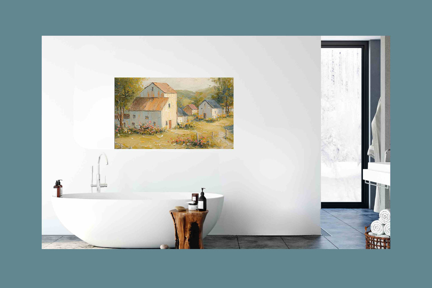 Tuscan Village Farmhouse – Impressionist Italian Country Painting, European Farmhouse Wall Art, Giclée on Canvas, Wood, Metal & Fine Art Paper