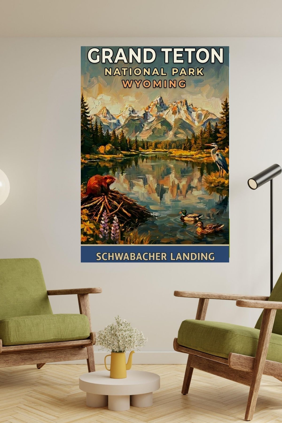 Schwabacher Landing| Grand Teton Mountain| Impressionist Print| Giclee Paper- Wood- Metal- Canvas