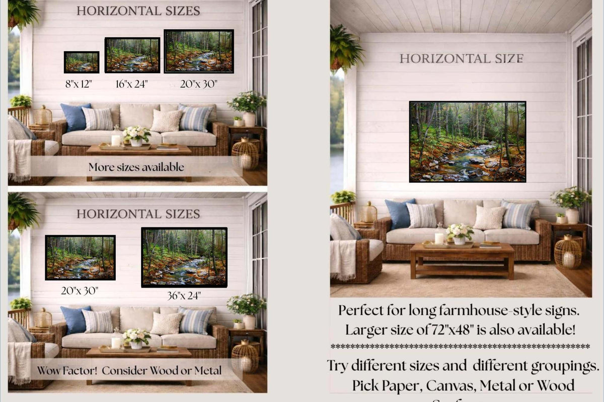 Peaceful Woodland Stream | Impressionist Print| Forest Creek Landscape | Nature Wall Art