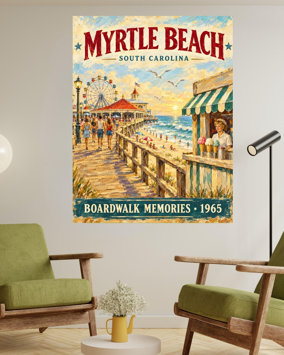 Myrtle Beach SC Vintage Sign | Prints, Canvas, Wood, or Metal Art