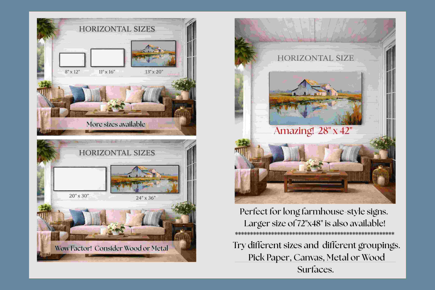 Still Water Farm – Impressionist Barn Reflection Painting, Farmhouse Wall Art, Giclée on Canvas, Wood, Metal & Fine Art Paper