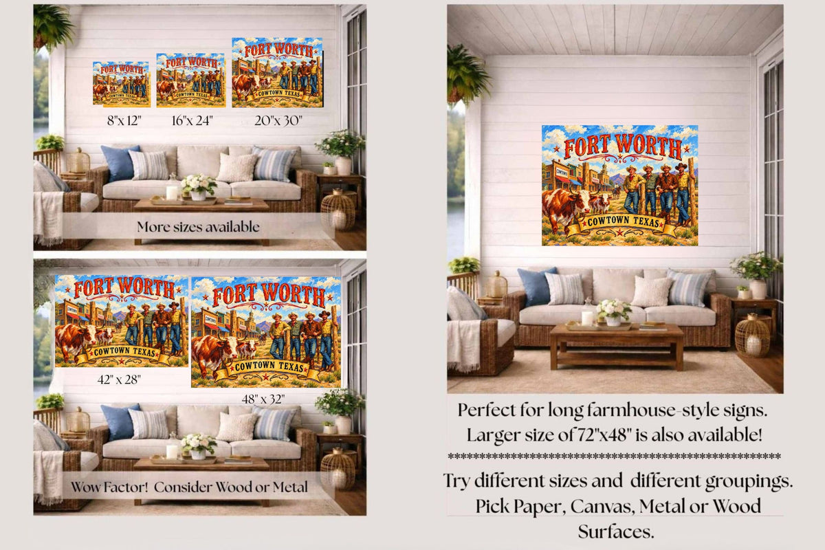Ft. Worth Cowtown Texas| Western-Art-Animal|  Prints, Canvas, Wood, or Metal Art