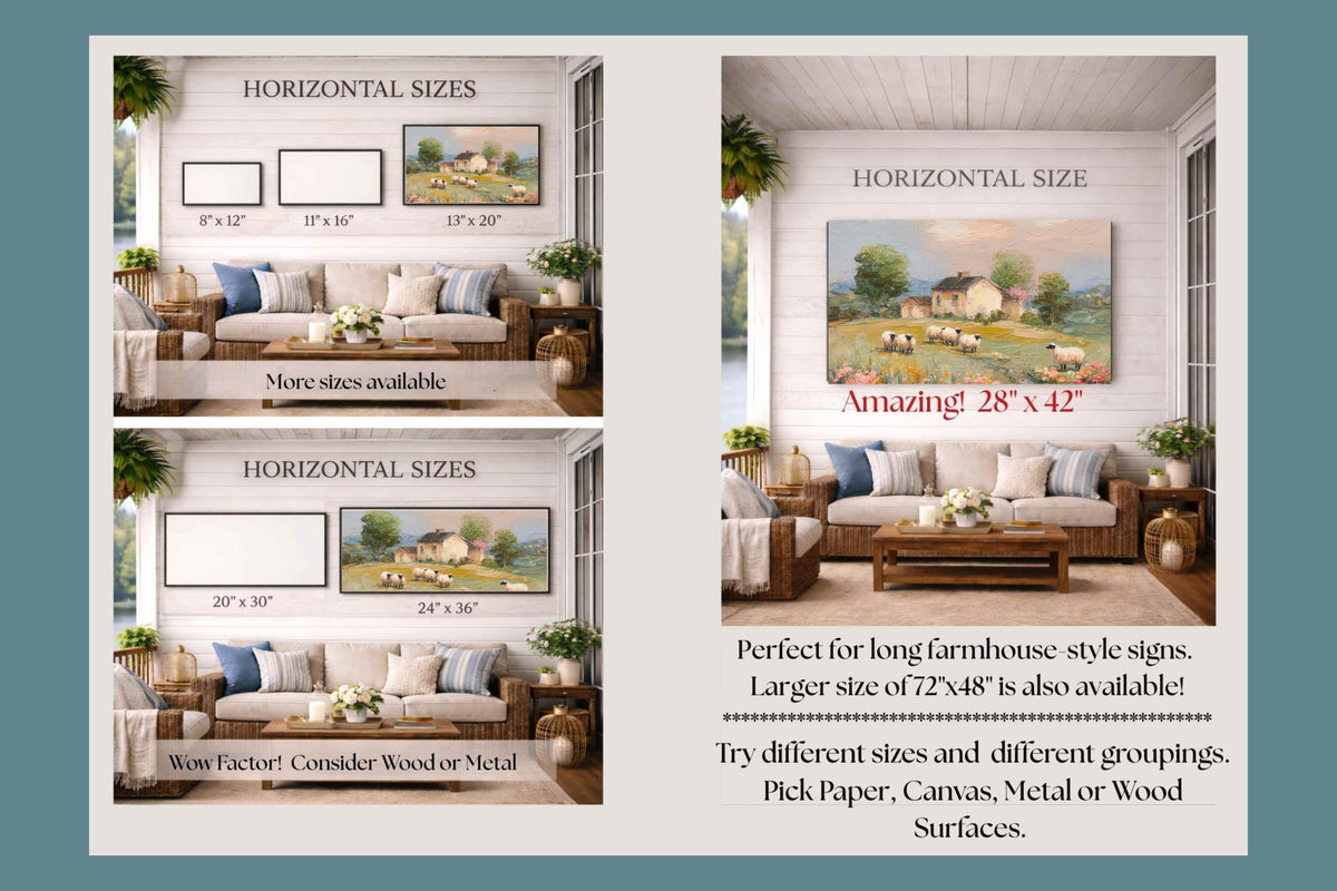 Cotswolds Sheep Farm |Impressionist Print|English Countryside Art| Sheep & Wildflowers Wall Art| Giclée on Canvas, Wood, Metal & Fine Art Paper