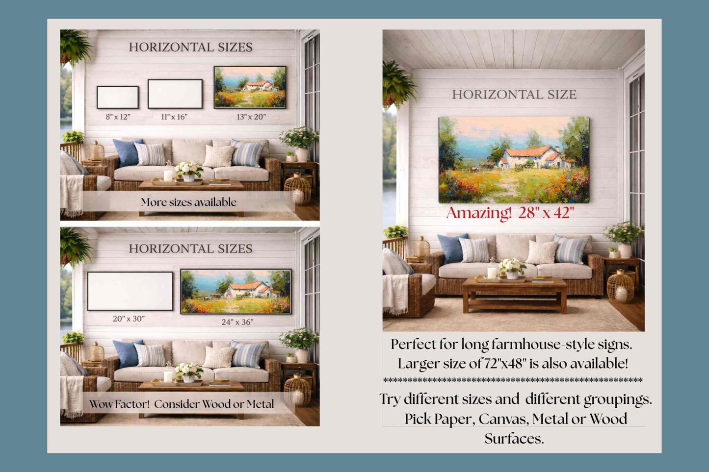 Blue Ridge Wildflower Farm – Impressionist Southern Farmhouse Painting, Wall Art, Giclée on Canvas, Wood, Metal & Fine Art Paper