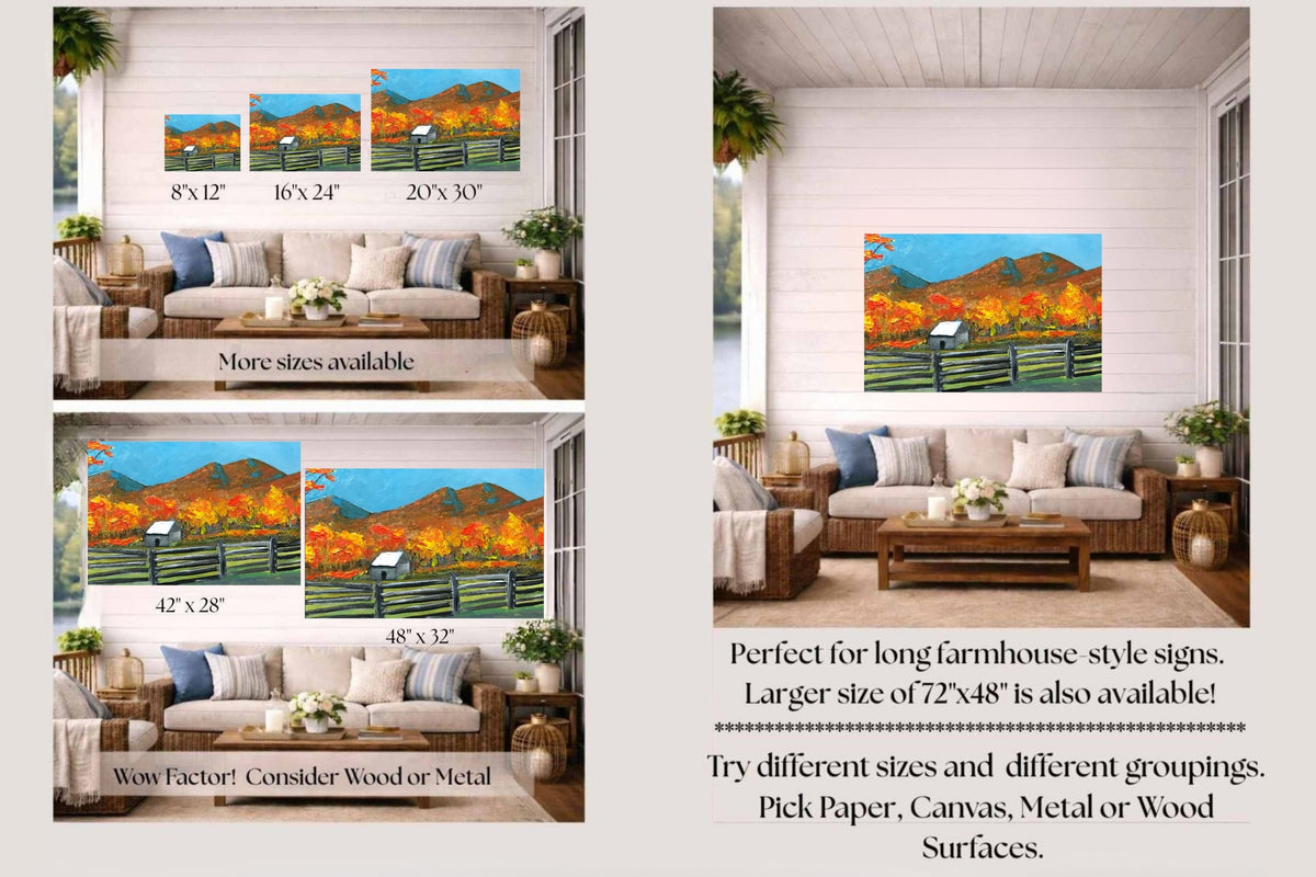 Mountain Views| Autumn Trees| Giclee Paper- Wood- Metal- Canvas
