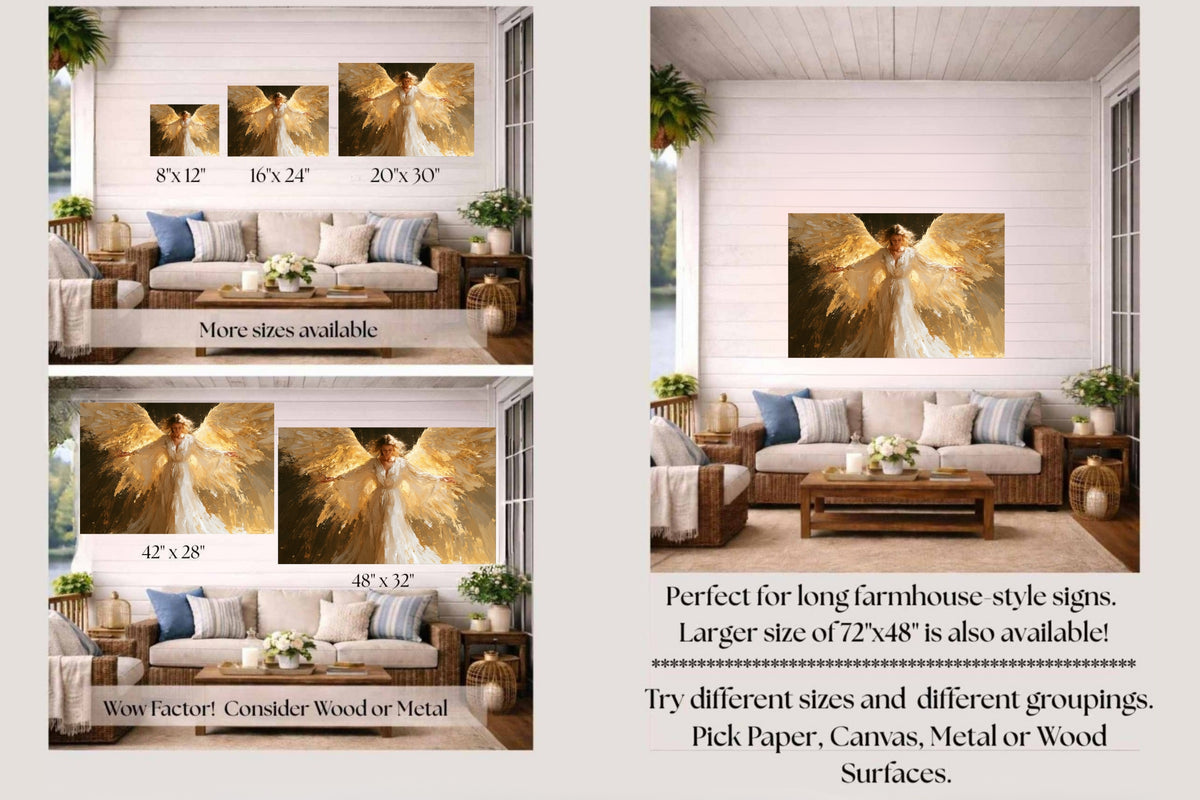 Wrapped In His Light | Angel Art | Christian Wall Decor | Heavenly Angel Print | Spiritual Art