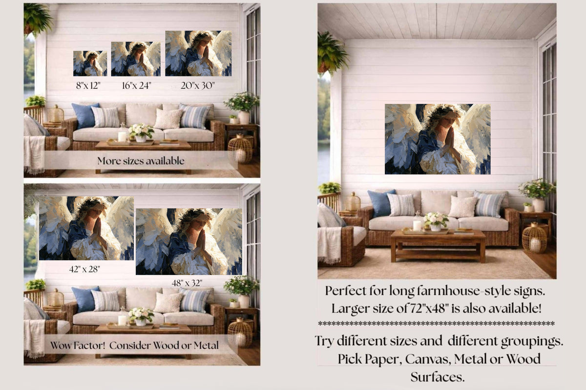 The Prayer Of An Angel | Praying Angel Art | Christian Wall Decor | Inspirational Faith Art