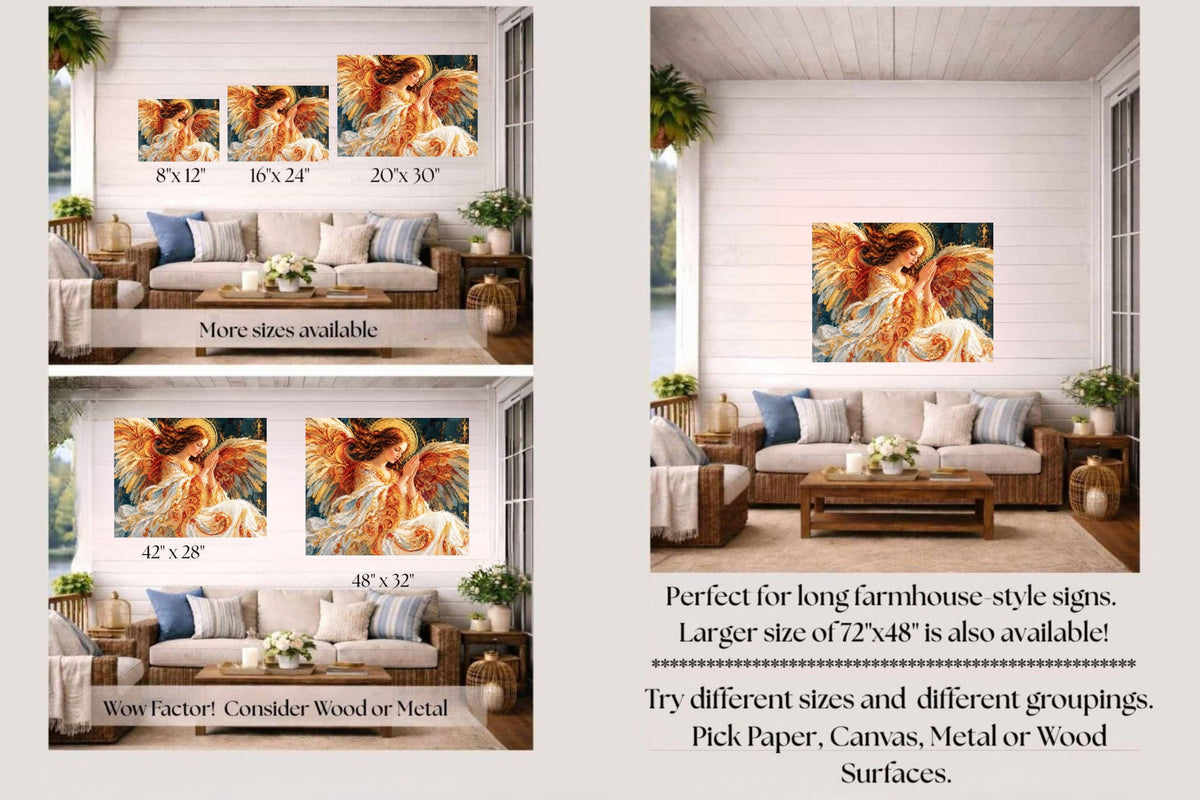 In The Stillness Of Prayer  Praying Angel Wall Art  Prints Canvas Wood Or Metal Art
