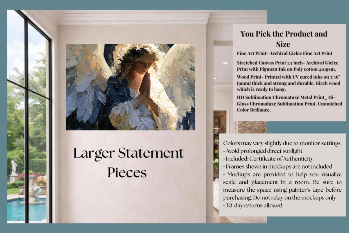 The Prayer Of An Angel | Praying Angel Art | Christian Wall Decor | Inspirational Faith Art