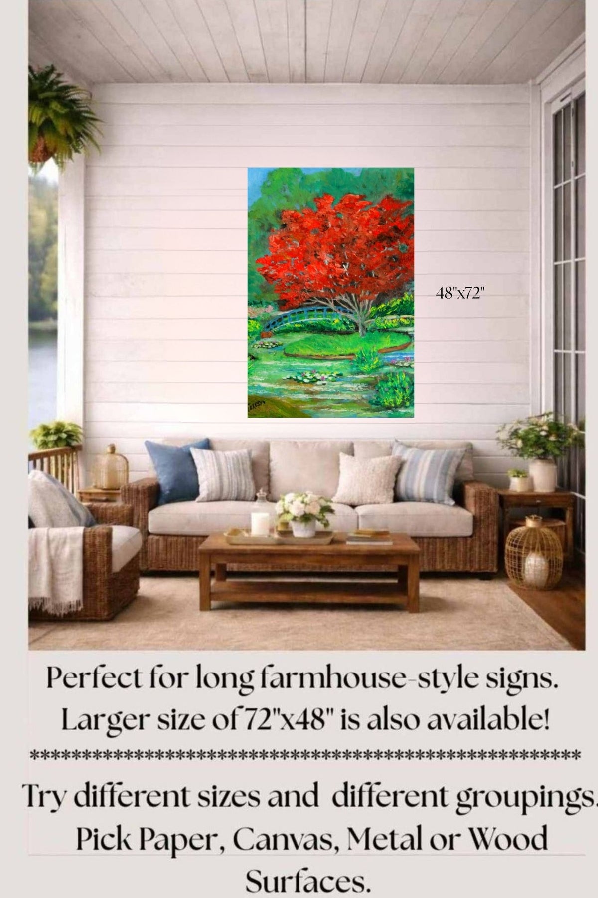 Garden Red Beauty| Japanese Maple Tree Art| Giclee Paper- Wood- Metal- Canvas