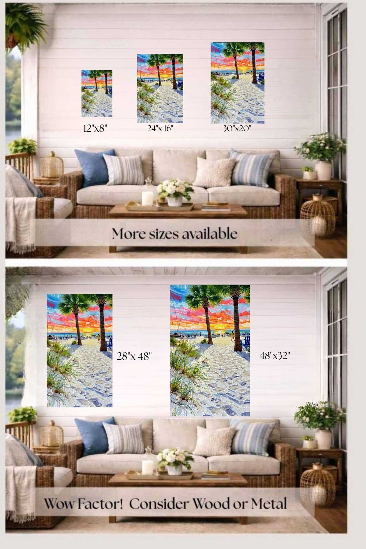 Peaceful Shores | Coastal Beach| Palm Tree Art| Giclee Paper- Wood- Metal- Canvas
