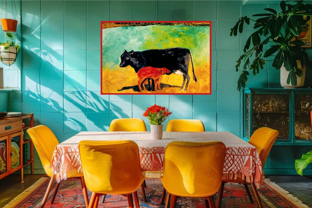 Allison's Cow and Calf Fine| Original Teresa Johnson Print | Western Decor |-Giclee Paper- Wood- Metal- Canvas