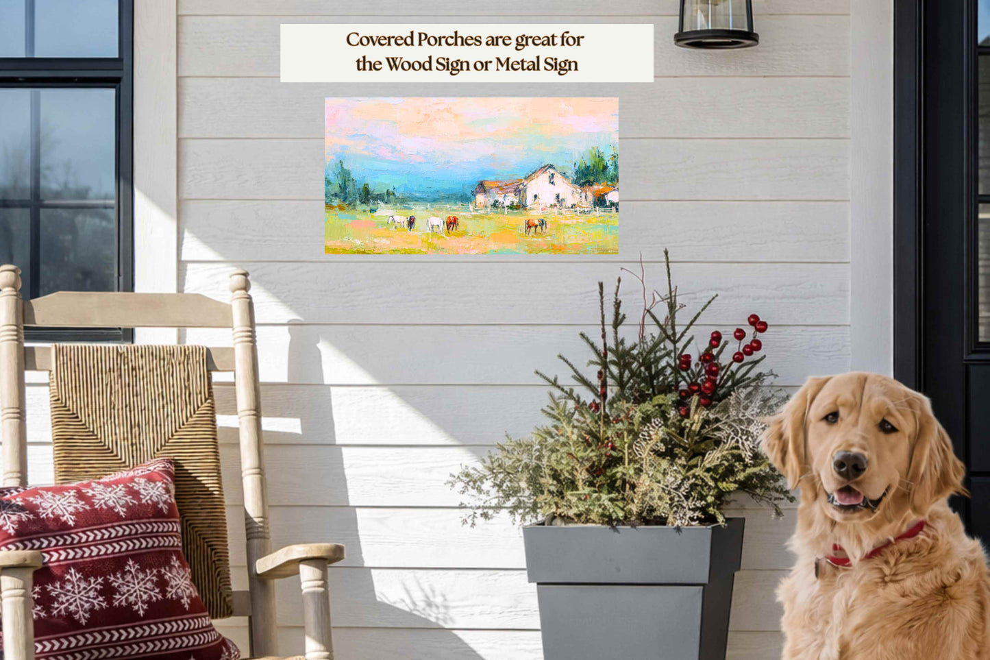 Spring Morning Stables – Pastel Impressionist Horse Farm Print, Equestrian Wall Art, Giclée on Canvas, Wood, Metal & Fine Art Paper