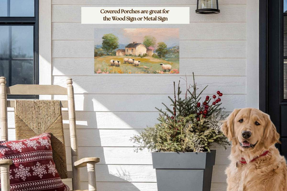 Cotswolds Sheep Farm |Impressionist Print|English Countryside Art| Sheep & Wildflowers Wall Art| Giclée on Canvas, Wood, Metal & Fine Art Paper