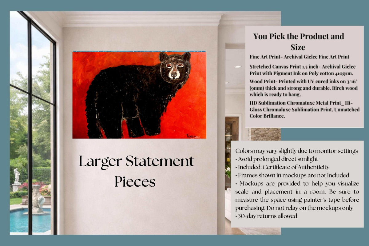 Black Mountain Bear| Animal Art| Prints, Canvas, Wood, or Metal Art