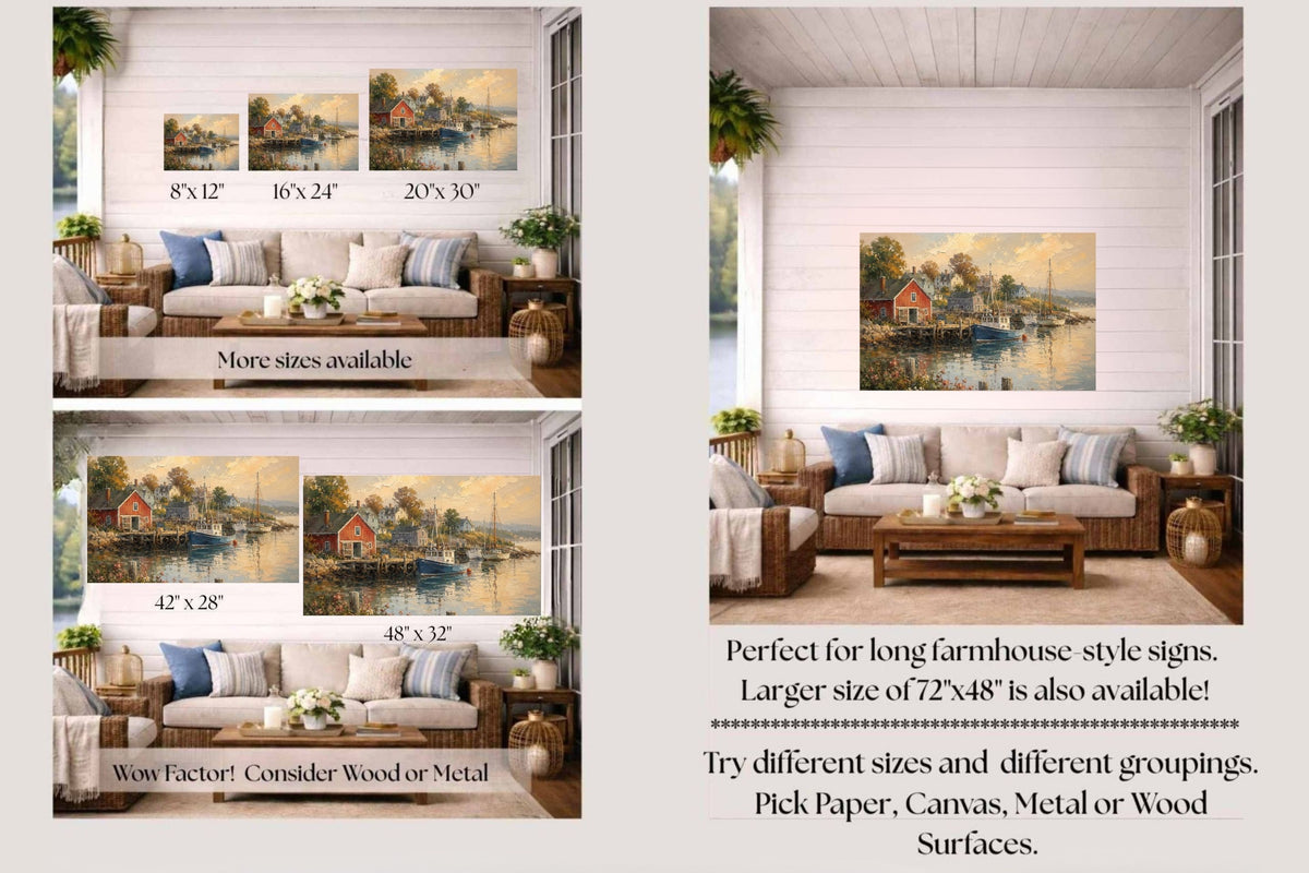 Coastal Harbor at Golden Hour| Coast Ship Art| Giclee Paper- Wood- Metal- Canvas