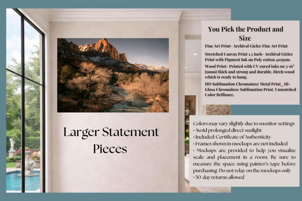 Last Light in Utah | Impressionist Mountain & River Landscape | Giclée Paper • Wood • Metal • Canvas