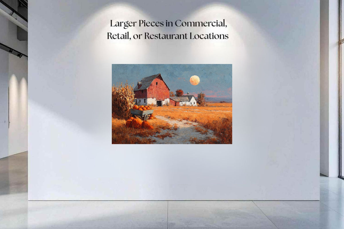 Harvest Moon at the Old Red Barn | Autumn Farmhouse Art | Prints, Canvas, Wood, or Metal