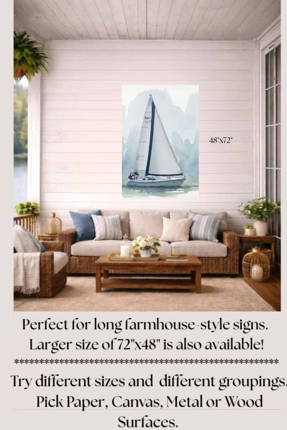Sailing Boat | Water Sports Art| Prints, Giclee Paper, Giclee Canvas, Birch Wood, and Metal Panels