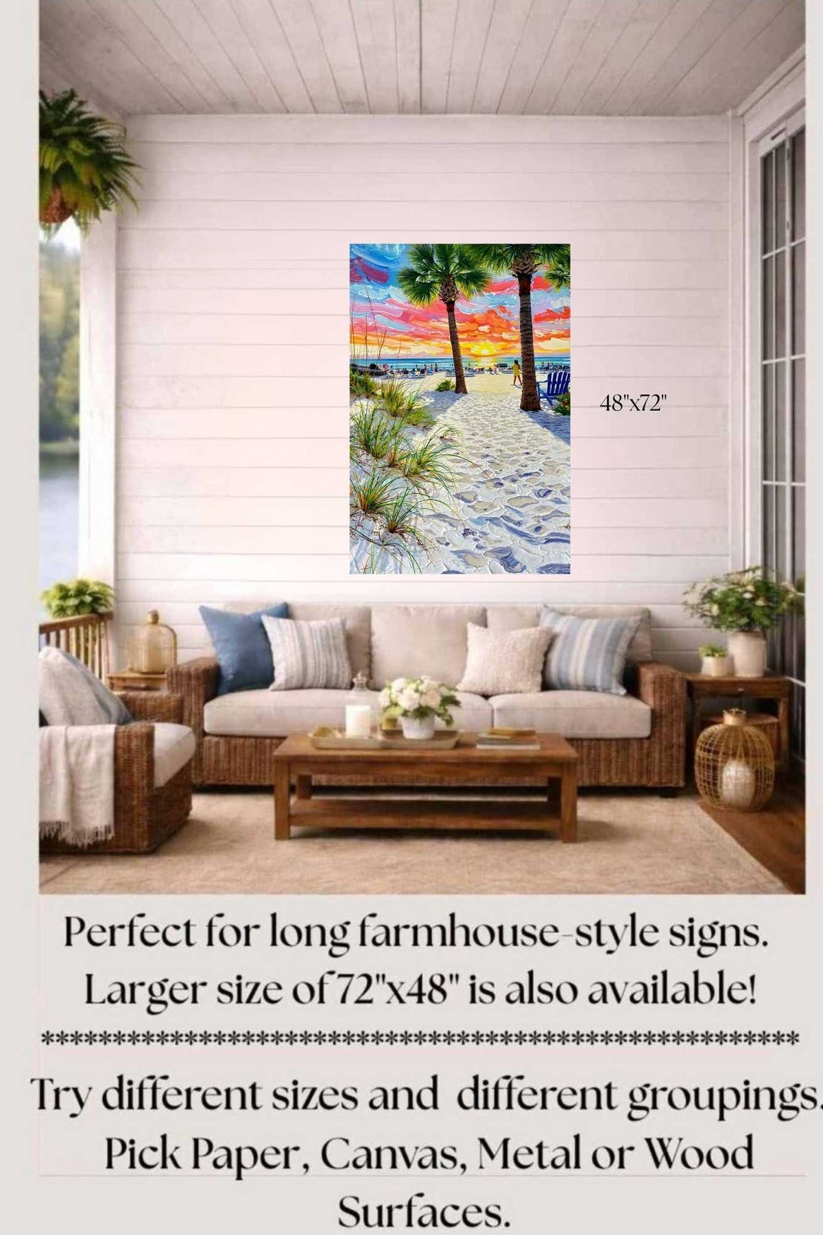 Peaceful Shores | Coastal Beach| Palm Tree Art| Giclee Paper- Wood- Metal- Canvas