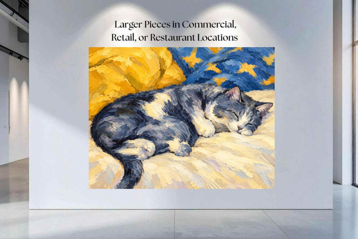 Catnapping Sleeping Cat Art | Impressionist Cat Print | Canvas, Giclee Paper, Wood or Metal