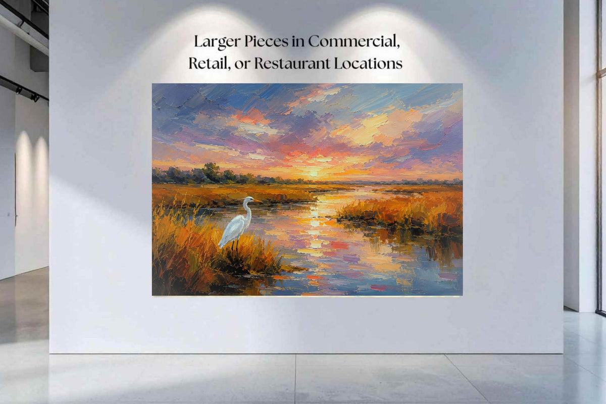 White Egret among the Reeds |Coastal Print| Shores Art | Florida River |Life in Tropical Area| Stream Art |Giclee Paper- Wood- Metal- Canvas