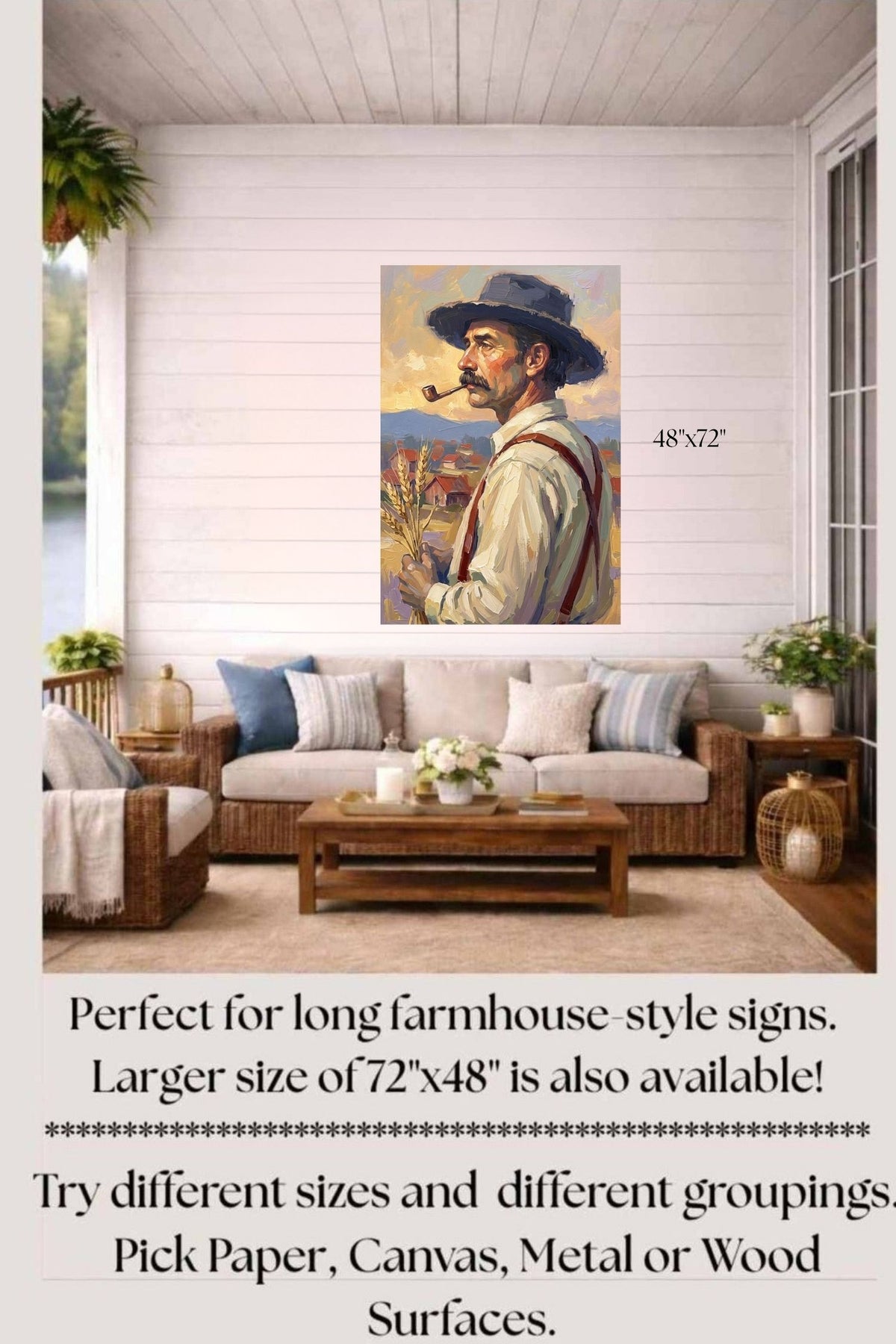 Farmer Man | Vintage Farm Print |Teresa Johnson Rural Wall Art | Harvest Impressionist Print | Giclée Paper • Wood • Metal • Canvas