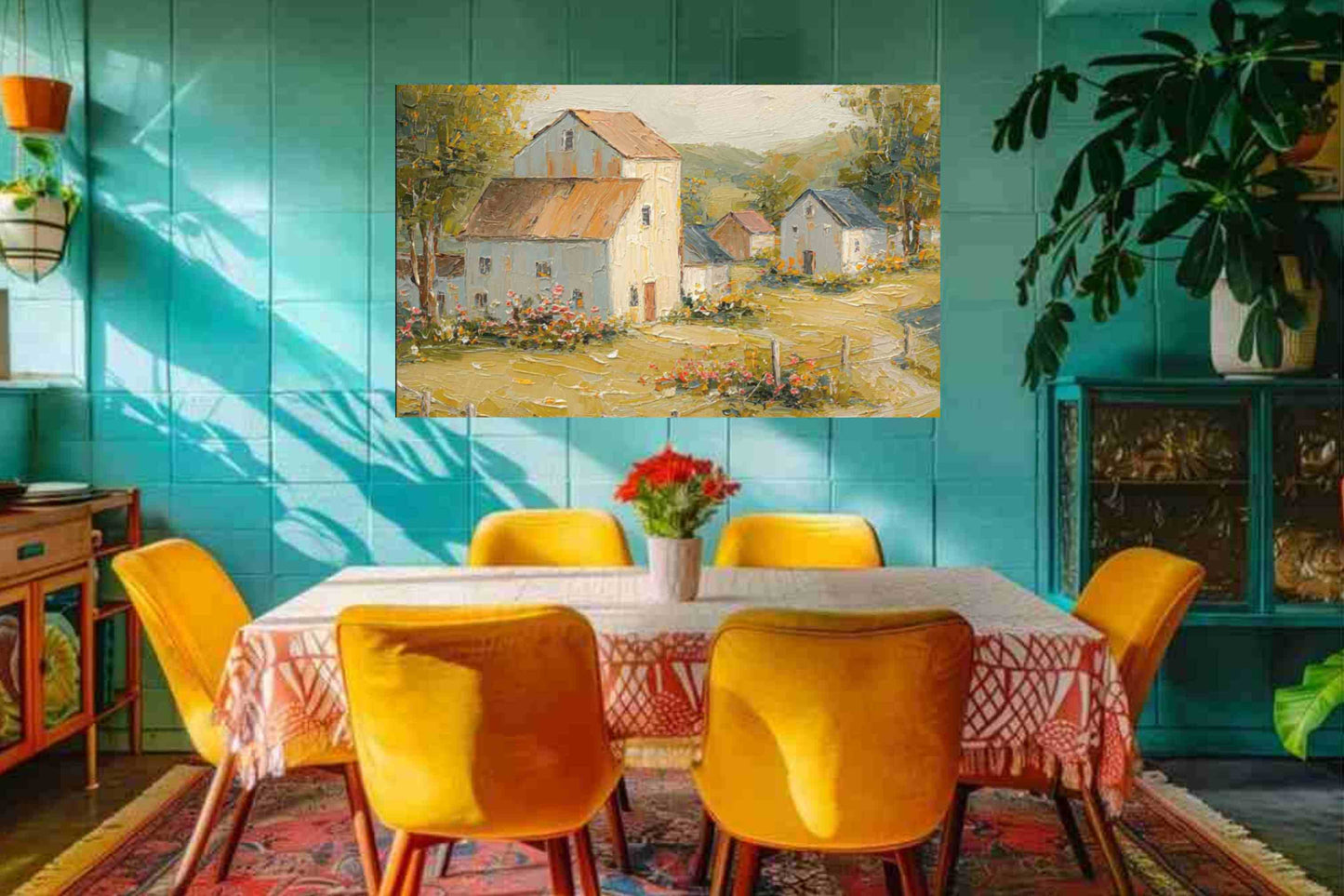 Tuscan Village Farmhouse – Impressionist Italian Country Painting, European Farmhouse Wall Art, Giclée on Canvas, Wood, Metal & Fine Art Paper