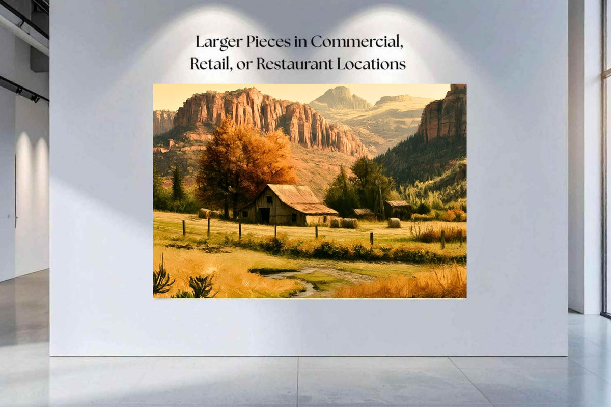Autumn Beneath The Mountains | Impressionist Mountain Landscape Art | Giclée Paper • Wood • Metal • Canvas
