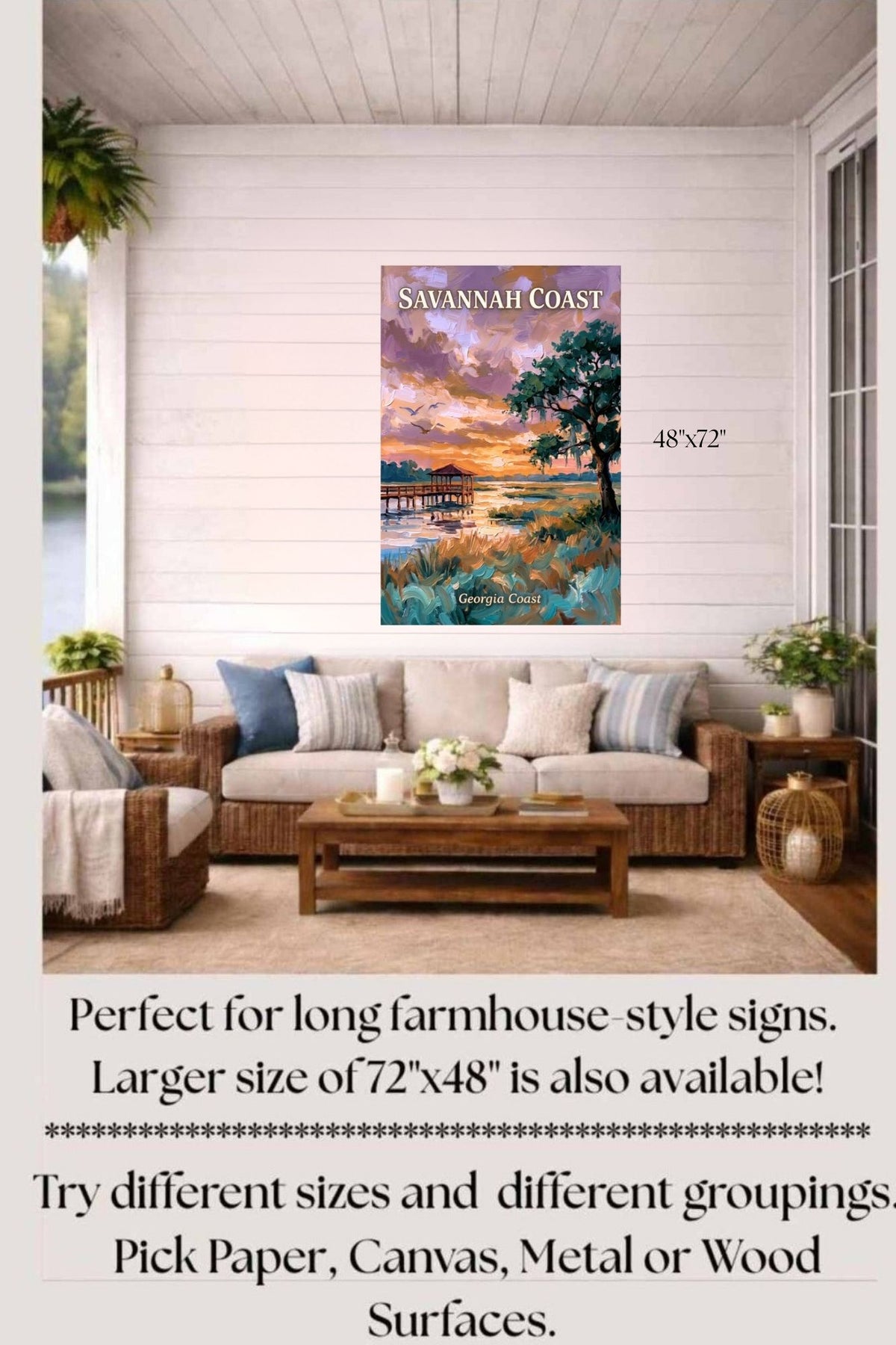 Savannah Coast at Sunset| Georgia Print| Lowlands Art| Giclee Paper- Wood- Metal- Canvas