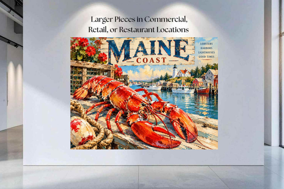 Maine Coast Lobster Vintage Coastal Travel Po