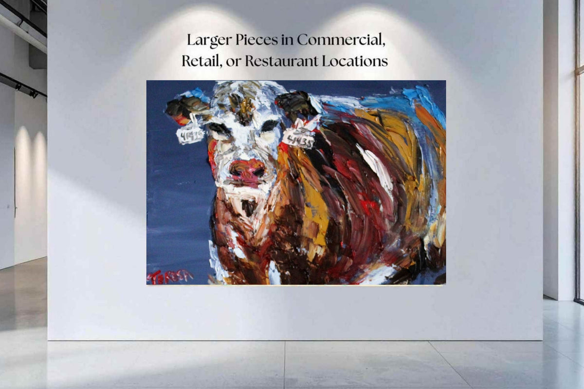 Pose for Me | Original Teresa Johnson Cow Art | Abstract Animal | Giclee Paper- Wood- Metal- Canvas