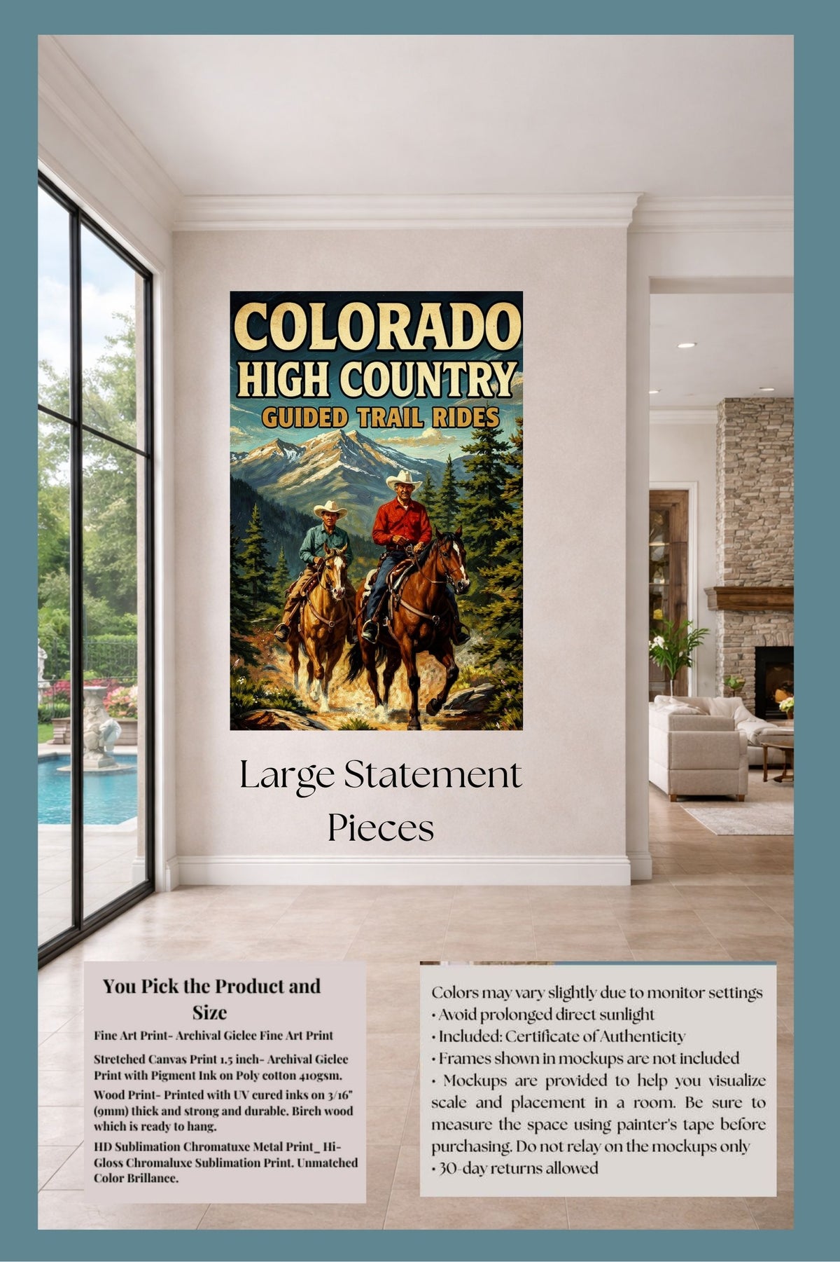 Colorado High Country| Animal-Horse Riding- Art Giclee Paper- Wood- Metal- Canvas