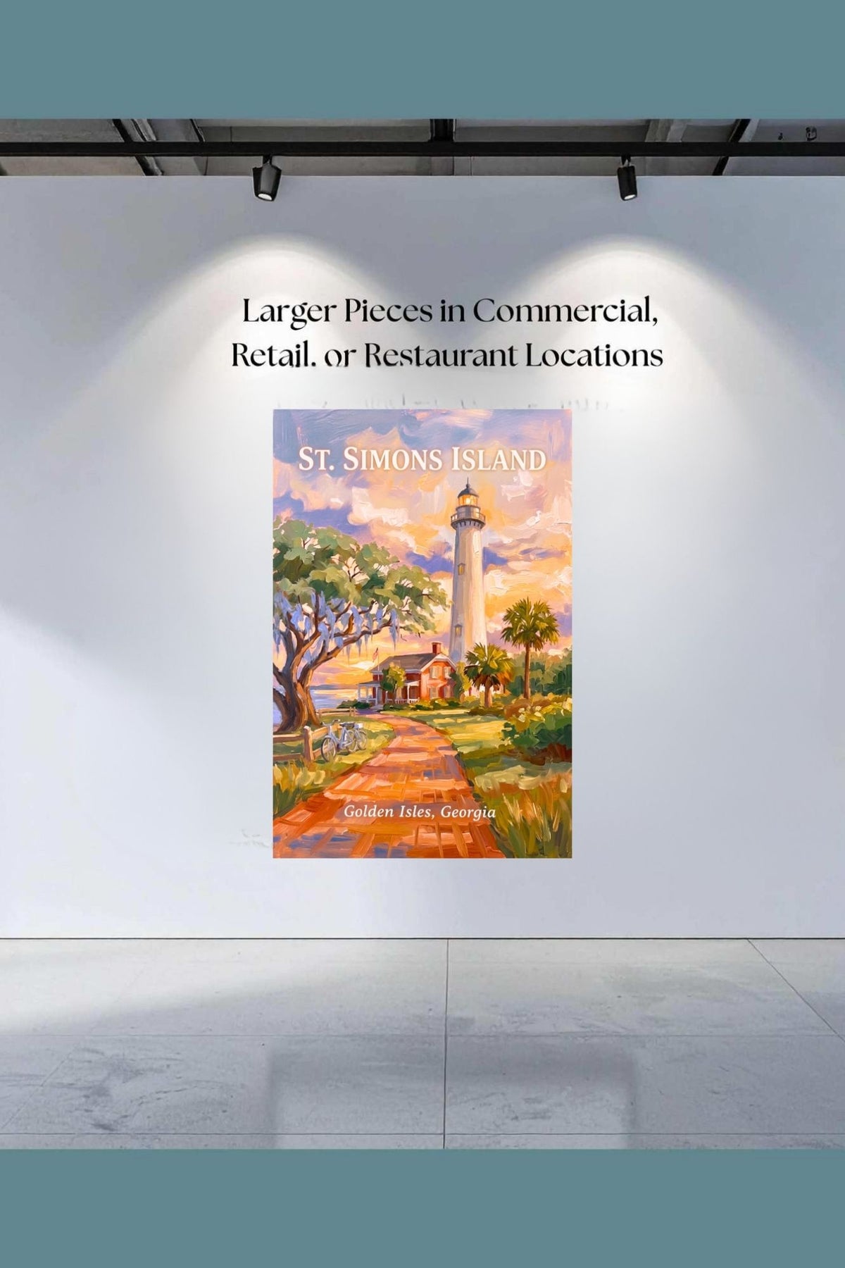 St. Simons Island Lighthouse Scene| Lighthouse Print| Travel Poster|  Giclee Paper- Wood- Metal- Canvas