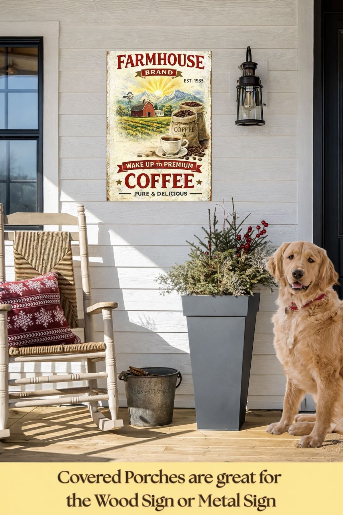 Farmhouse Morning Coffee | Vintage Coffee Sign Wall Art | Prints on Paper, Canvas, Wood or Metal